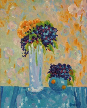 Vaso con viole
